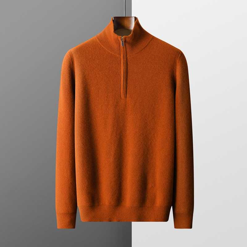 100% Cashmere Ribbed Half Zip Sweater