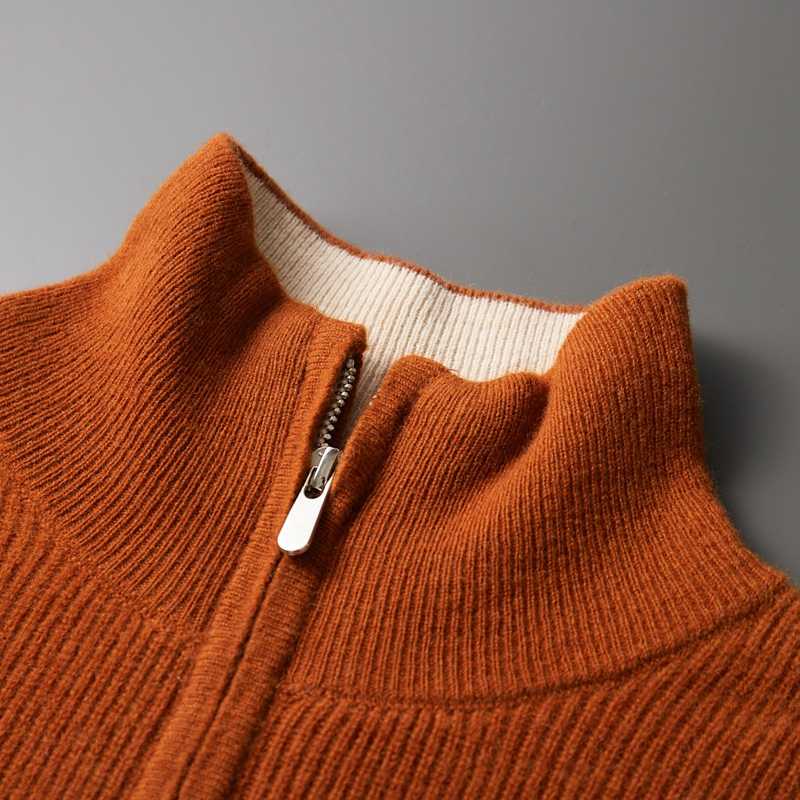100% Cashmere Ribbed Half Zip Sweater