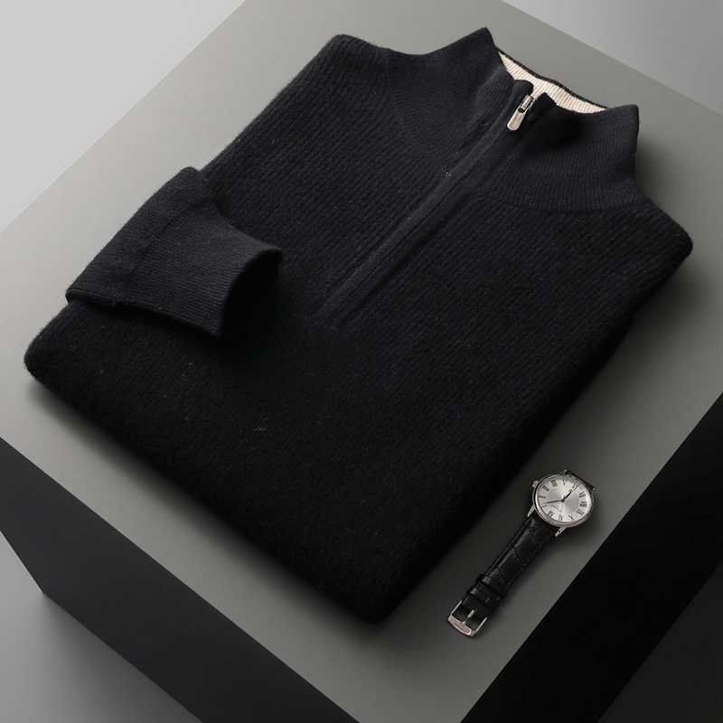 100% Cashmere Ribbed Half Zip Sweater